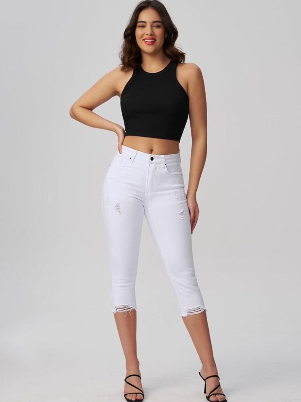 HOT! 😎 White Denim Distressed Ankle Jeans